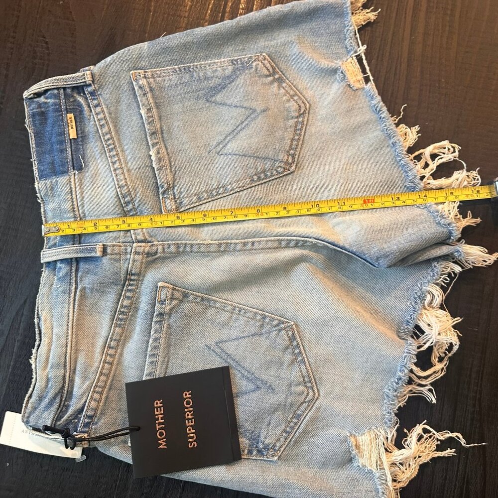 MOTHER "Superior"  NWT Ultra Hise Rise Button Fly Denim Shorts - $228 Retail - Picture 12 of 17